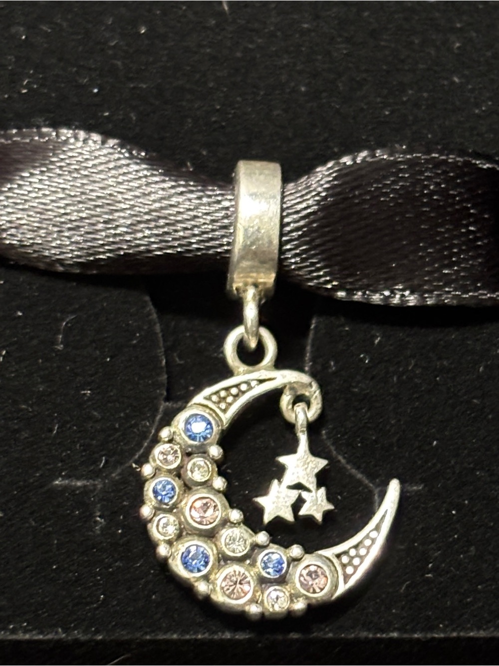 Persona Silver Moon & Stars Bracelet Charm with Blue and Pink Accents